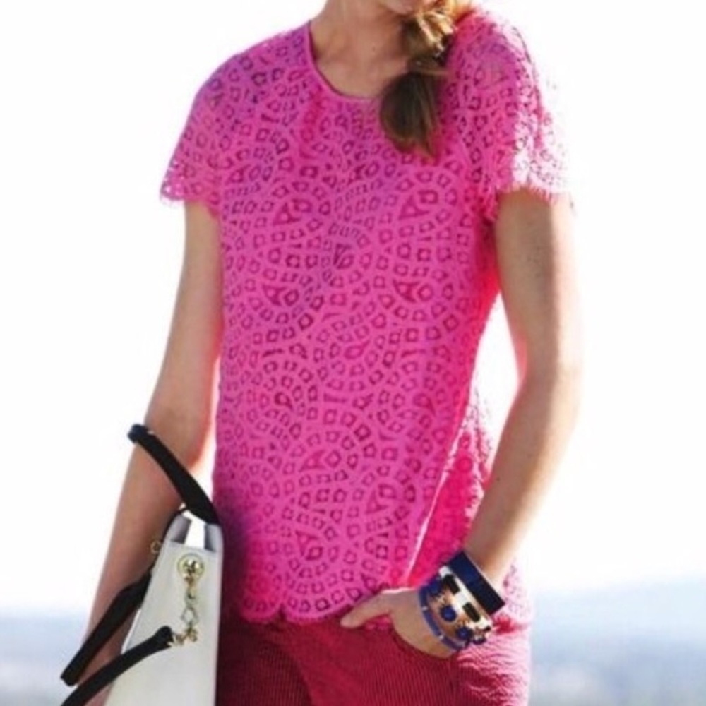 J. Crew Pink Raindrop Lace Top